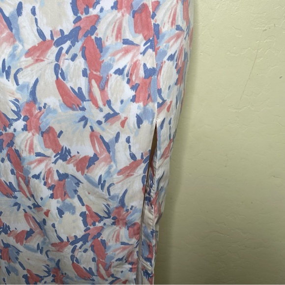 Abercrombie & Fitch Pink and Cream Printed Halter Midi Dress with Slit Size S - Picture 4 of 14